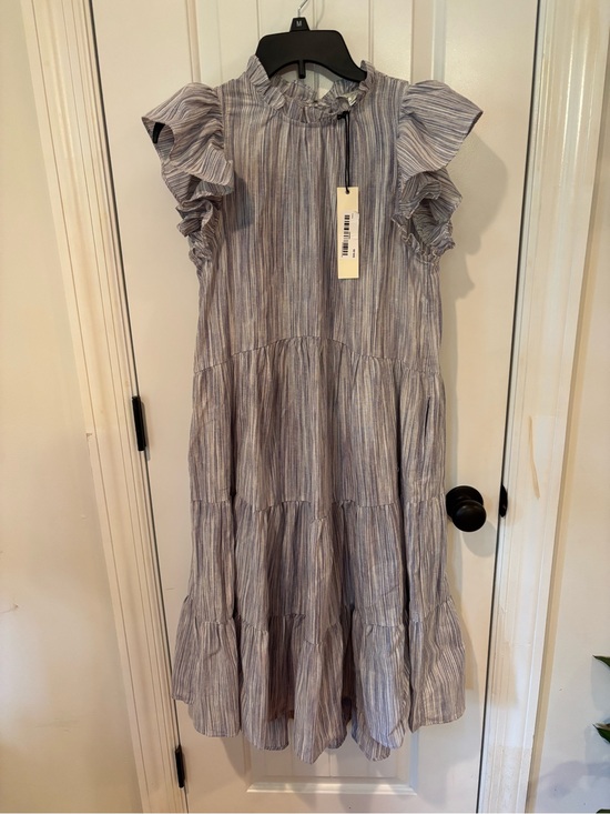 Pinch Dresses & Skirts - Women’s Blue Striped Ruffle Sleeve Dress